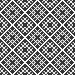 Abstract seamless rhombuses pattern. Tribe motif. Ethnic wallpaper. Ancient mosaic. Ethnical folk image. Tribal ornament. Repeating geometric tiles. Vector monochrome background.