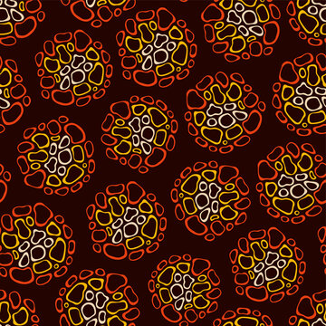 Abstract organic seamless pattern with spots, smooth rounded jumble shapes. Vector color background.