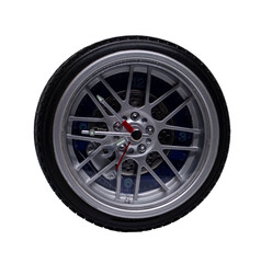Obraz premium Car wheel clock concept isolated on background