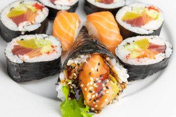 sushi on the white plate