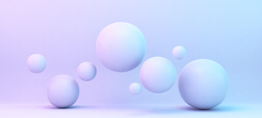 Spheres in Minimal Background. 3D Render