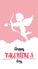 Vector illustration of cupid with bow and arrow for Valentine's Day.