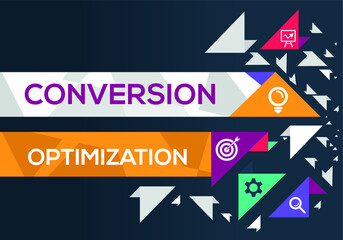 Creative (conversion optimization) Banner Word with Icons, Vector illustration.
