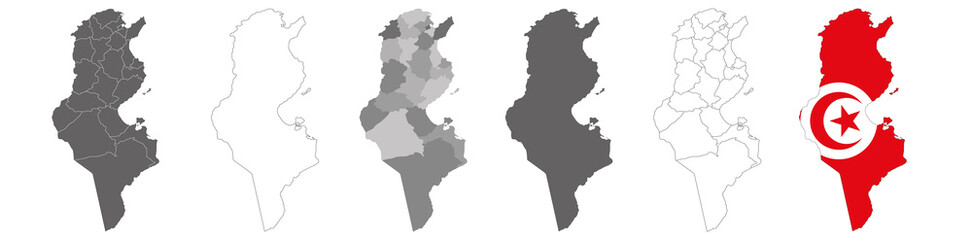Fototapeta premium vector map flag of Tunis isolated on white background 