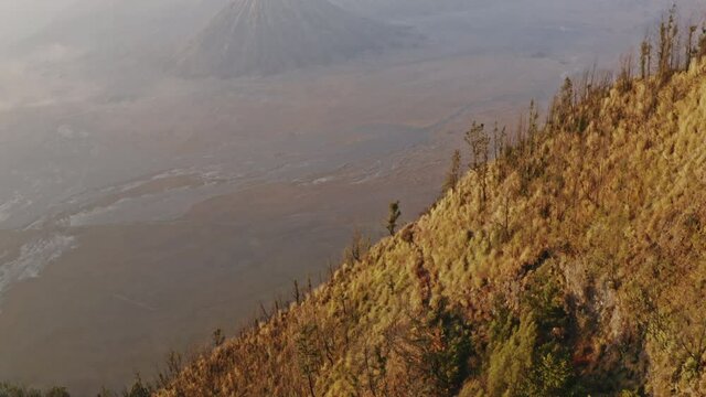 Drone Over Mountain Landscape Of Tengger Calder