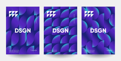 Minimalist posters set with grapient shape patterns. Eps10 vector.