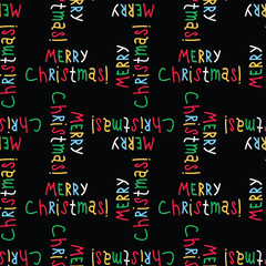 Seamless christmas background with colorful festive text