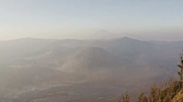 Drone Over Mountain Landscape Of Tengger Calder
