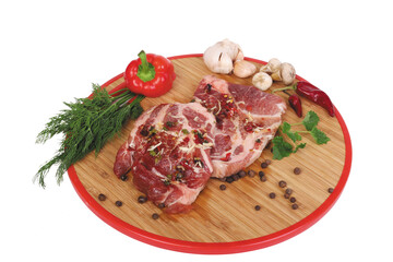 raw meat with vegetables