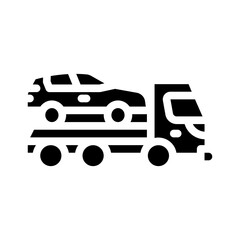 tow truck transportation electric car glyph icon vector illustration