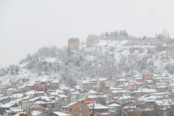 Kutahya cityscape in snow - Kutahya, Turkey