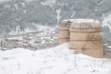 Kutahya Castle in snow - Kutahya, Turkey