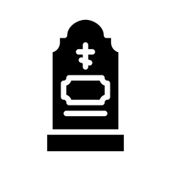 grave headstone glyph icon vector illustration black