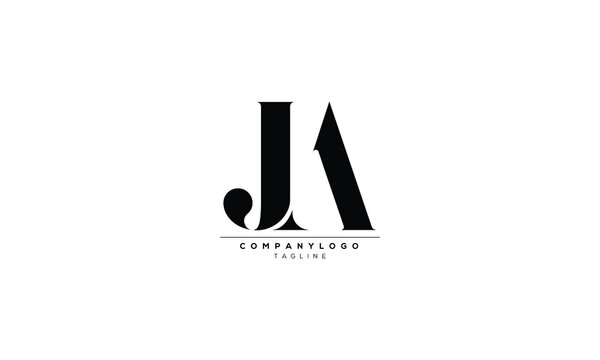 ja aj J AND A Abstract initial monogram letter alphabet logo design