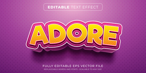 Editable text effect in cute cartoon text style