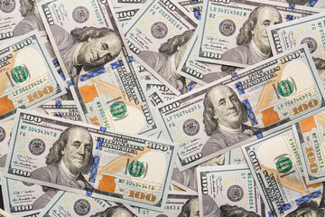 One hundred dollar pile as a finance background.