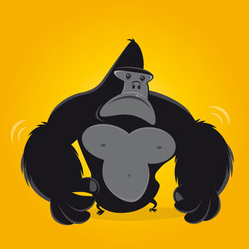 funny cartoon gorilla vector illustration
