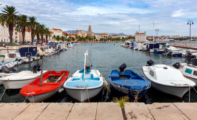 Fototapeta na wymiar Split. City embankment in the old port.