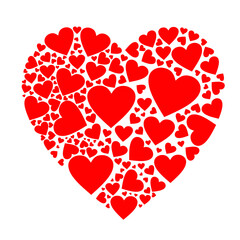Obraz na płótnie Canvas Heart shape silhouette vector with red hearts inside Valentine´s Day