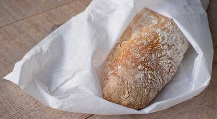 Home made ciabatta sour dough bread, baked during the Coronavirus lockdown.