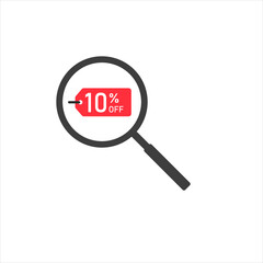 Loupe with percent on the white background. Eps 10 vector file.