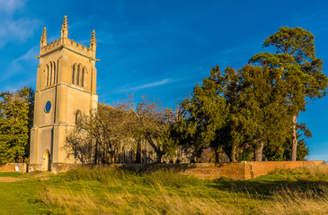 Fototapeta na wymiar A view looking back at a small rural church near to Bury St Edmunds, Suffolk