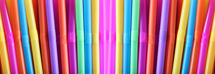 Panorama Colorful drinking straws.
