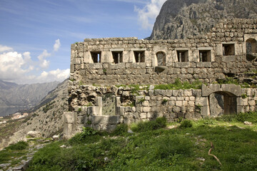 Ruins of fortress in Kotor. Montenegro