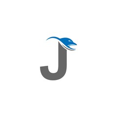 Dolphin with Letter J logo icon design concept vector template