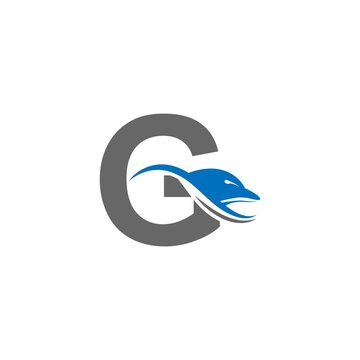 Dolphin with Letter G logo icon design concept vector template