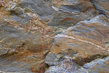 A close up on the texture of the rock coast in the west of France.