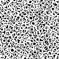 Abstrakte runde Wirbel Elemente als nahtloses Muster mit schwarzem Hintergrund.