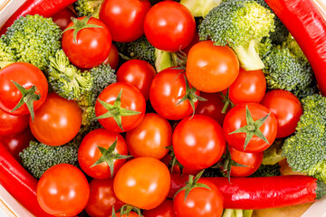 overhead shot of cherrys tomatoes in bulk