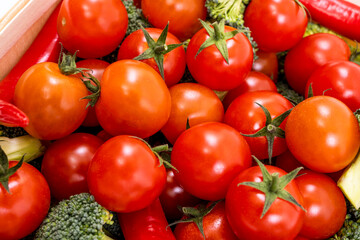 closeup of bulk cherry tomatoes