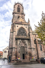 Gothic Church of Saint George (Eglise Saint-Georges de Selestat, from 1230). Originally dedicated to Blessed Virgin Mary, church named after Saint George since 1500. Selestat, Alsace, France.