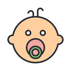 Baby with pacifier icon. Cute quiet baby symbol for web, mobile apps, banners, ads, etc.