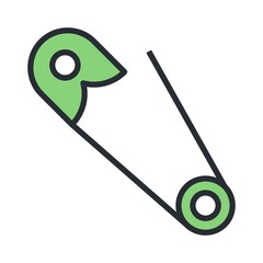 Safety pin icon. Brooch pin for fastening clothes vector illustration.