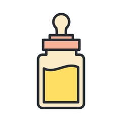 Baby feeding bottle icon in flat design style. Glass meal container for newborn kids.