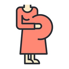 Pregnant woman vector illustration isolated on white background. Mother symbol.