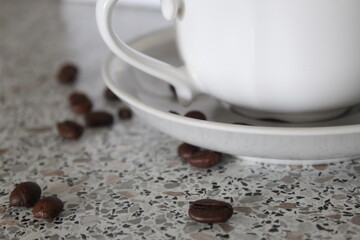 cup of coffee and beans