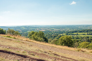Fototapeta na wymiar Mountain range scenery on the Malvern hills of England.