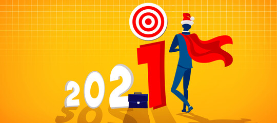 2021 with target and goal concept. 3D illustration