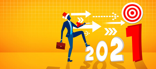 2021 with target and goal concept. 3D illustration