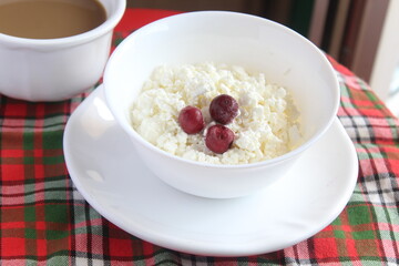 yogurt with muesli and berries cherry