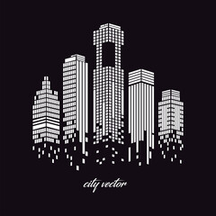 Fototapeta premium Cityscape of white buildings vector design