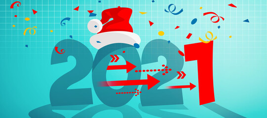 New 2021 growth and development prospects. 3D illustration