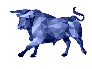 Obraz premium bull, isolated image on a white background in a low-poly style 