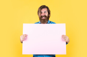 presenter of your advertisement. unshaven guy with groomed long hair. barbershop and hairdresser....