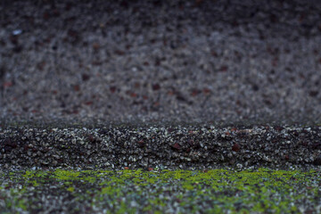 grey stone texture with green lichen - architectural detail of building, stone backdrop