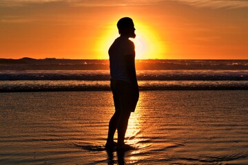 Ocean Sunset Silhouette